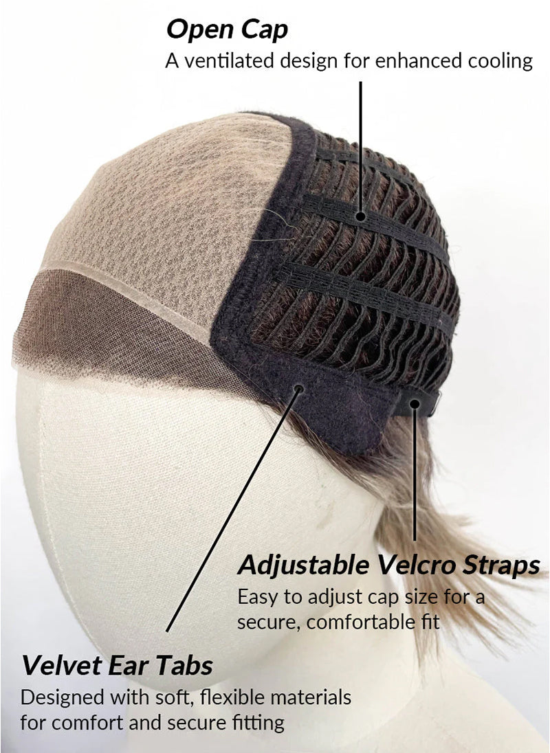 Balayage Blonde With Dark Roots Straight Bob Mono Top Lace Wig