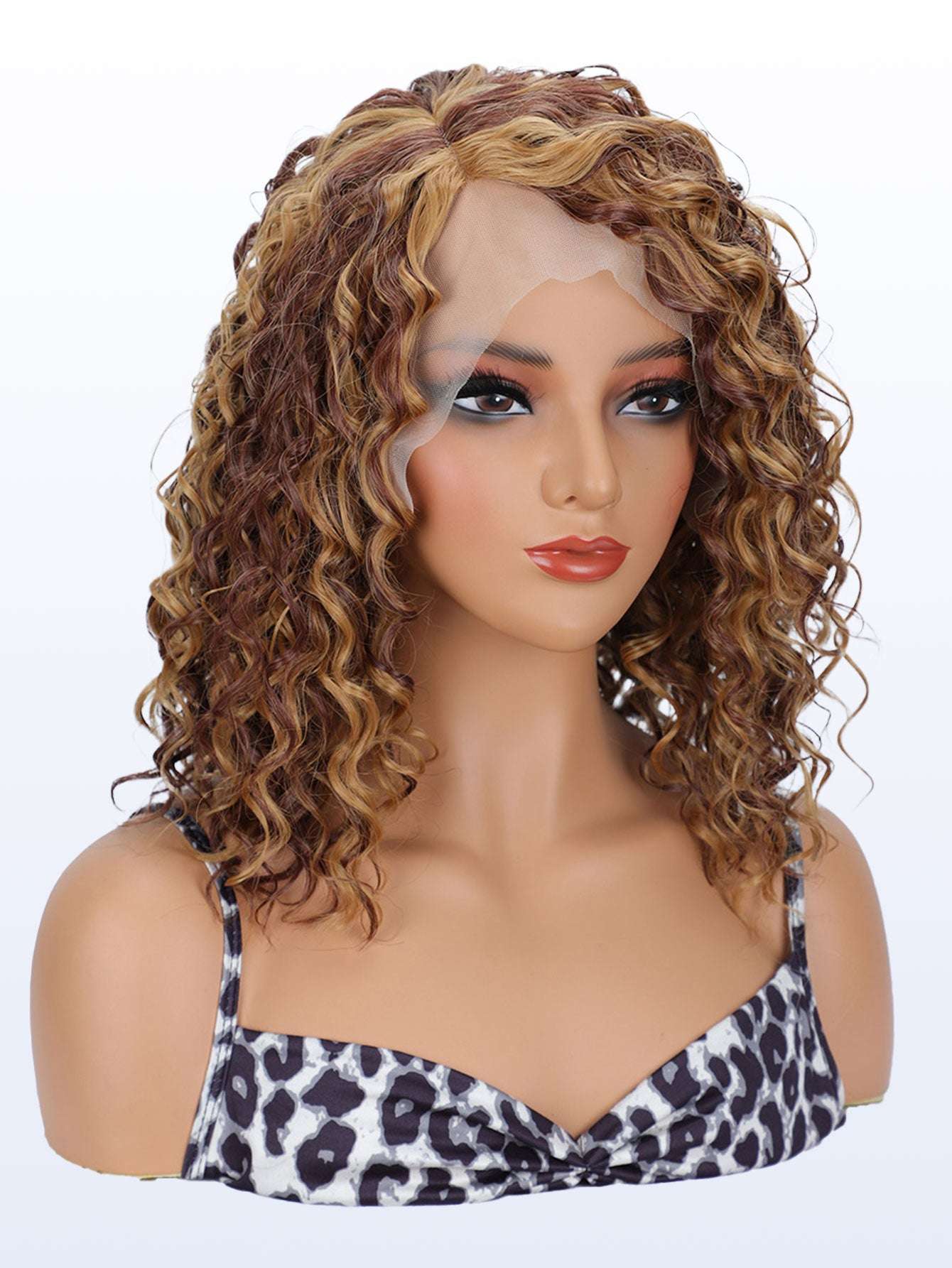Virgin Brazilian Peruvian Water Wave Heat Resistant Fiber Hair Wigs 13X4 HD Transparent Lace Sealing African Roll Short Bow Daily Cosplay Party