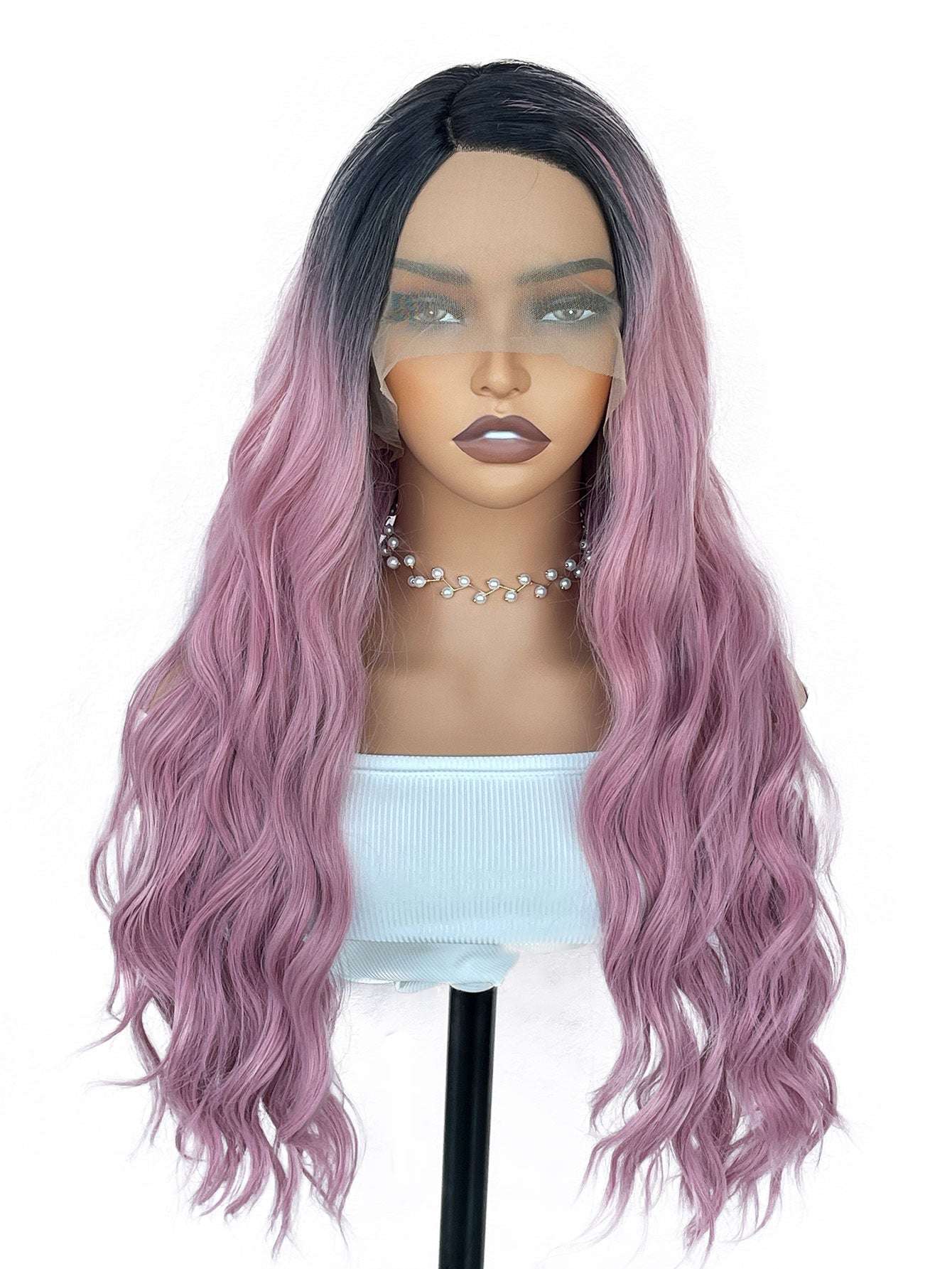 Women Long Wavy Synthetic Wig Heat Resistant Fiber Hair Wigs Daily Cosplay Party