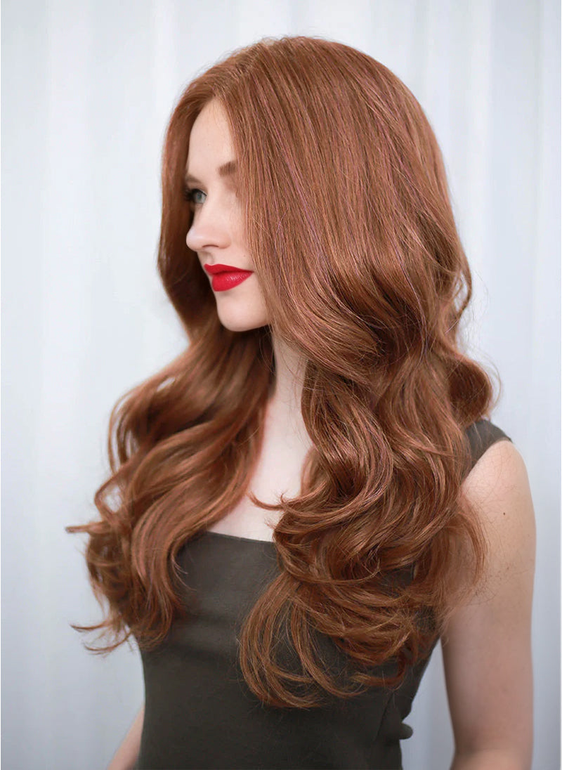 Auburn Wavy Mono Top Lace Wig