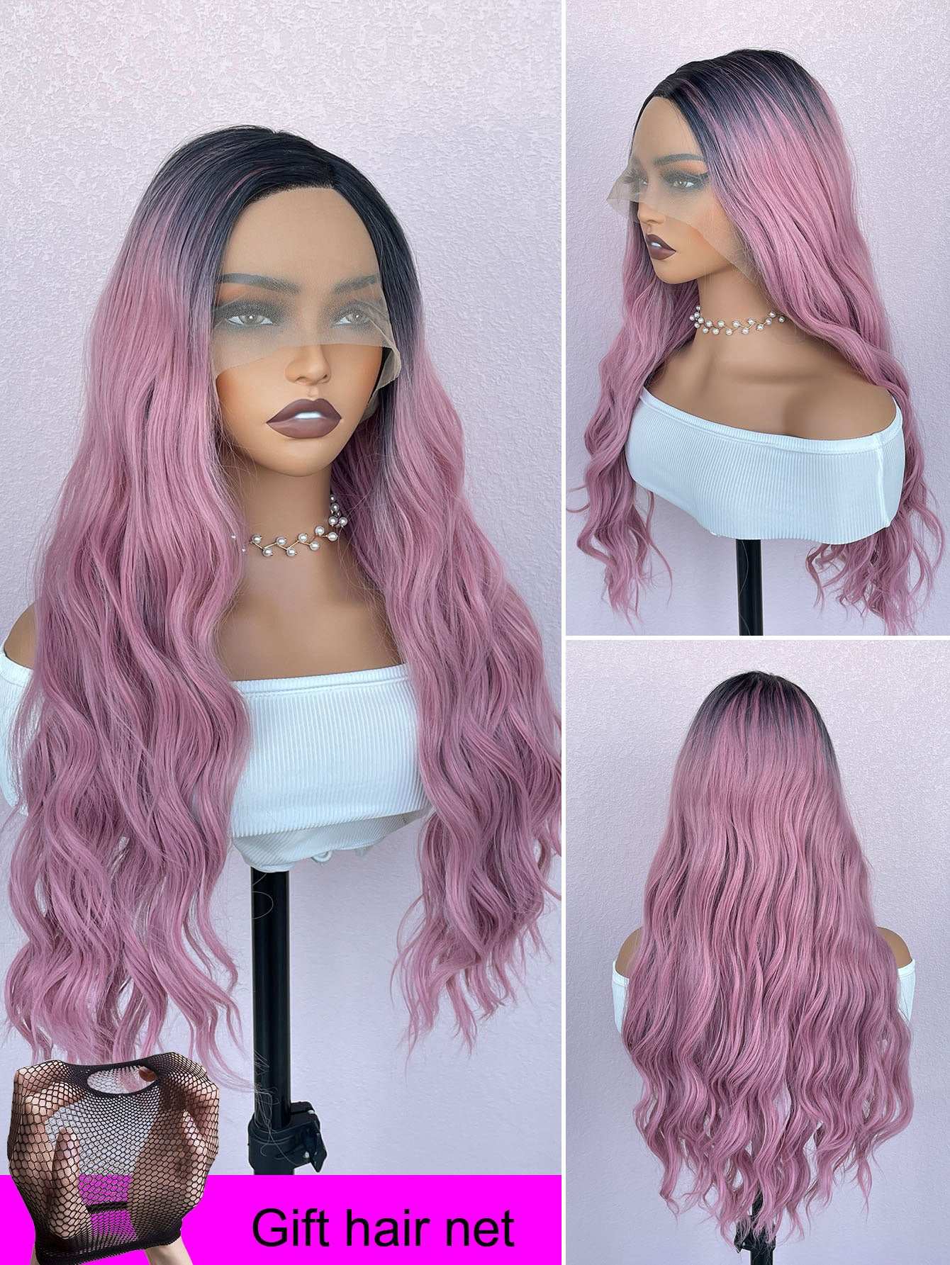 Women Long Wavy Synthetic Wig Heat Resistant Fiber Hair Wigs Daily Cosplay Party