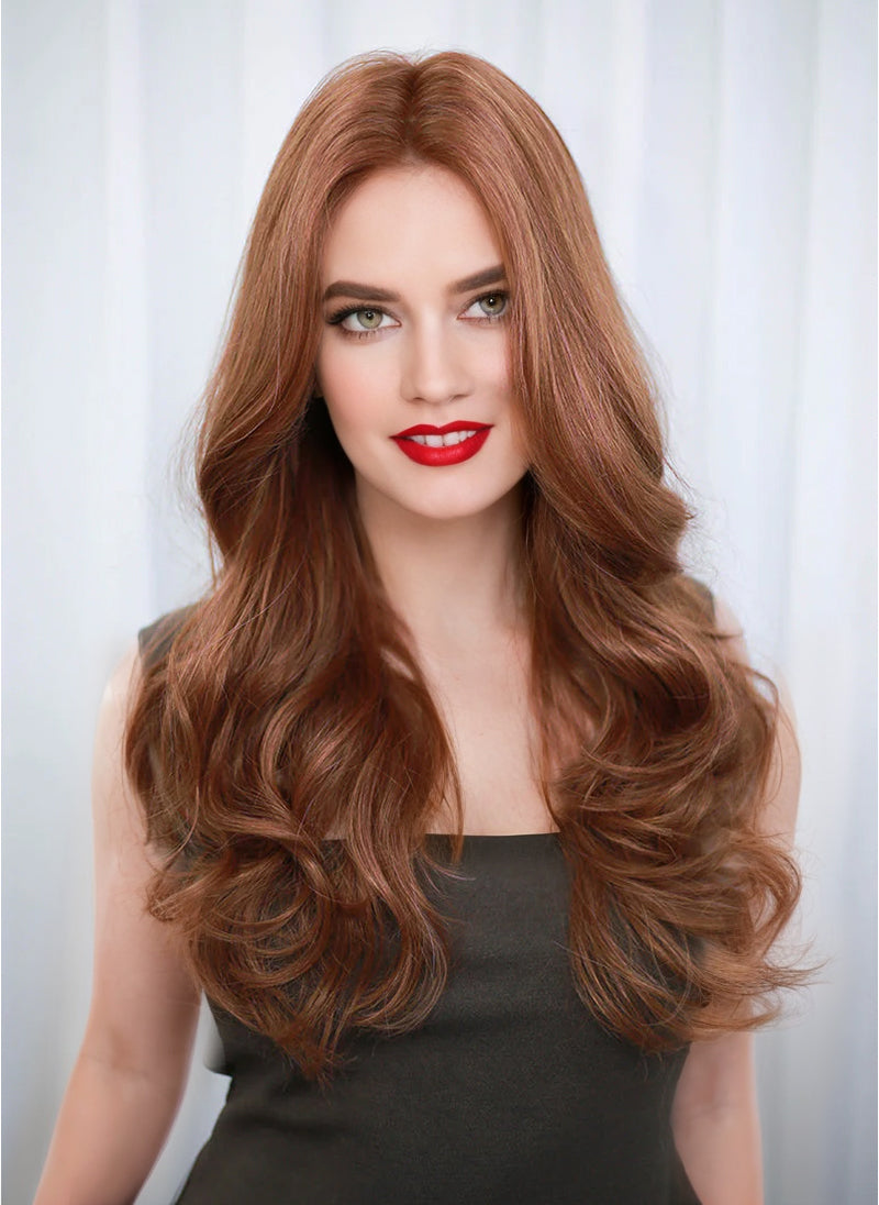 Auburn Wavy Mono Top Lace Wig