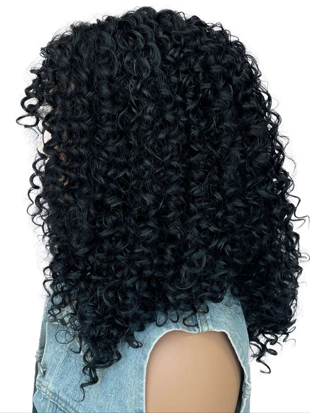 Curly Lace Front Wig Synthetic Hair 12 inch Black Fluffy Spring Curly hair