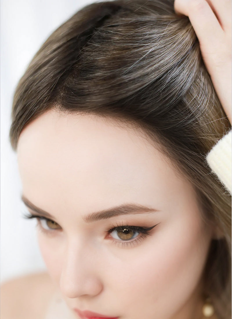 Balayage Blonde With Dark Roots Straight Bob Mono Top Lace Wig