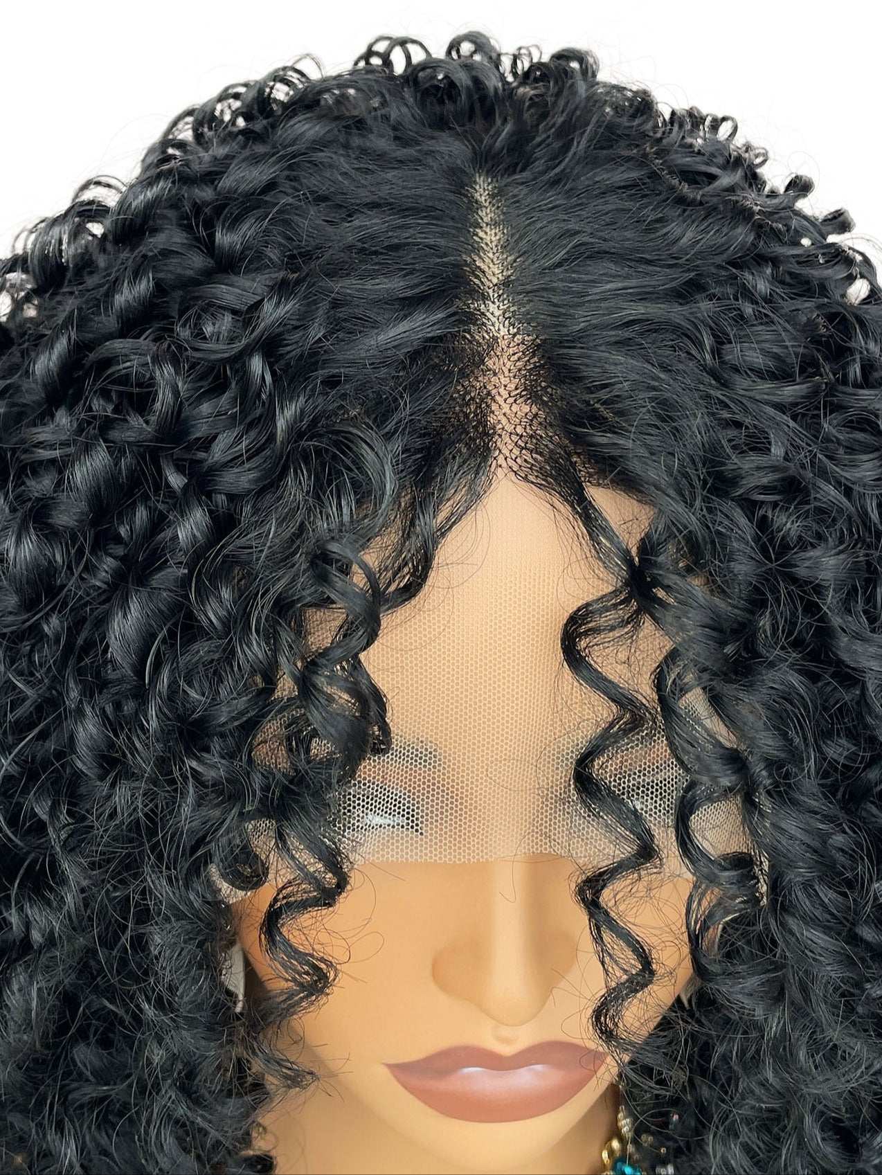 Curly Lace Front Wig Synthetic Hair 12 inch Black Fluffy Spring Curly hair