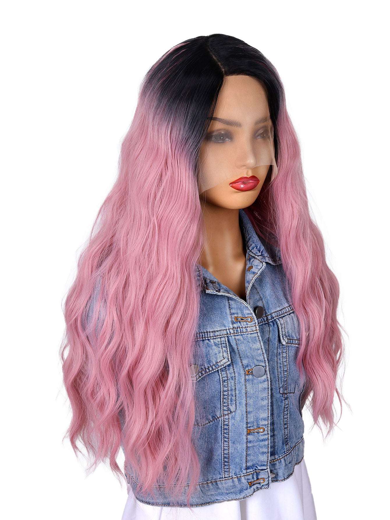 Women Long Wavy Synthetic Wig Heat Resistant Fiber Hair Wigs Daily Cosplay Party