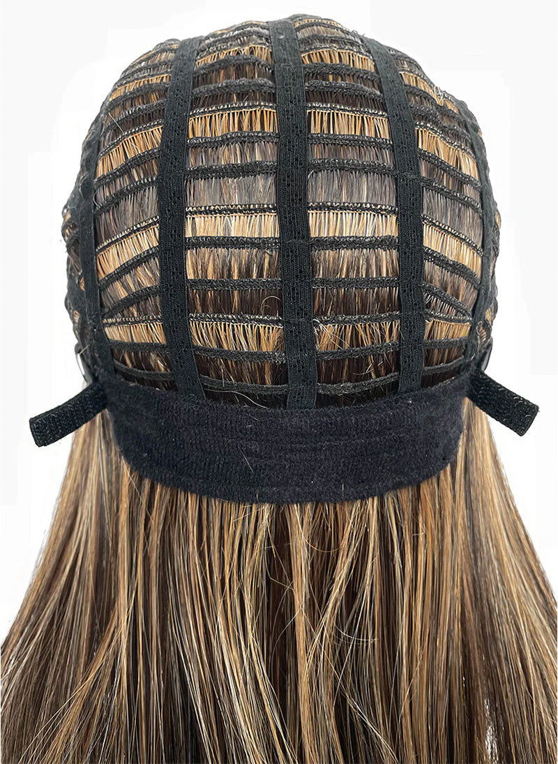 Brown Mixed Blonde Straight Mono Top Lace Wig