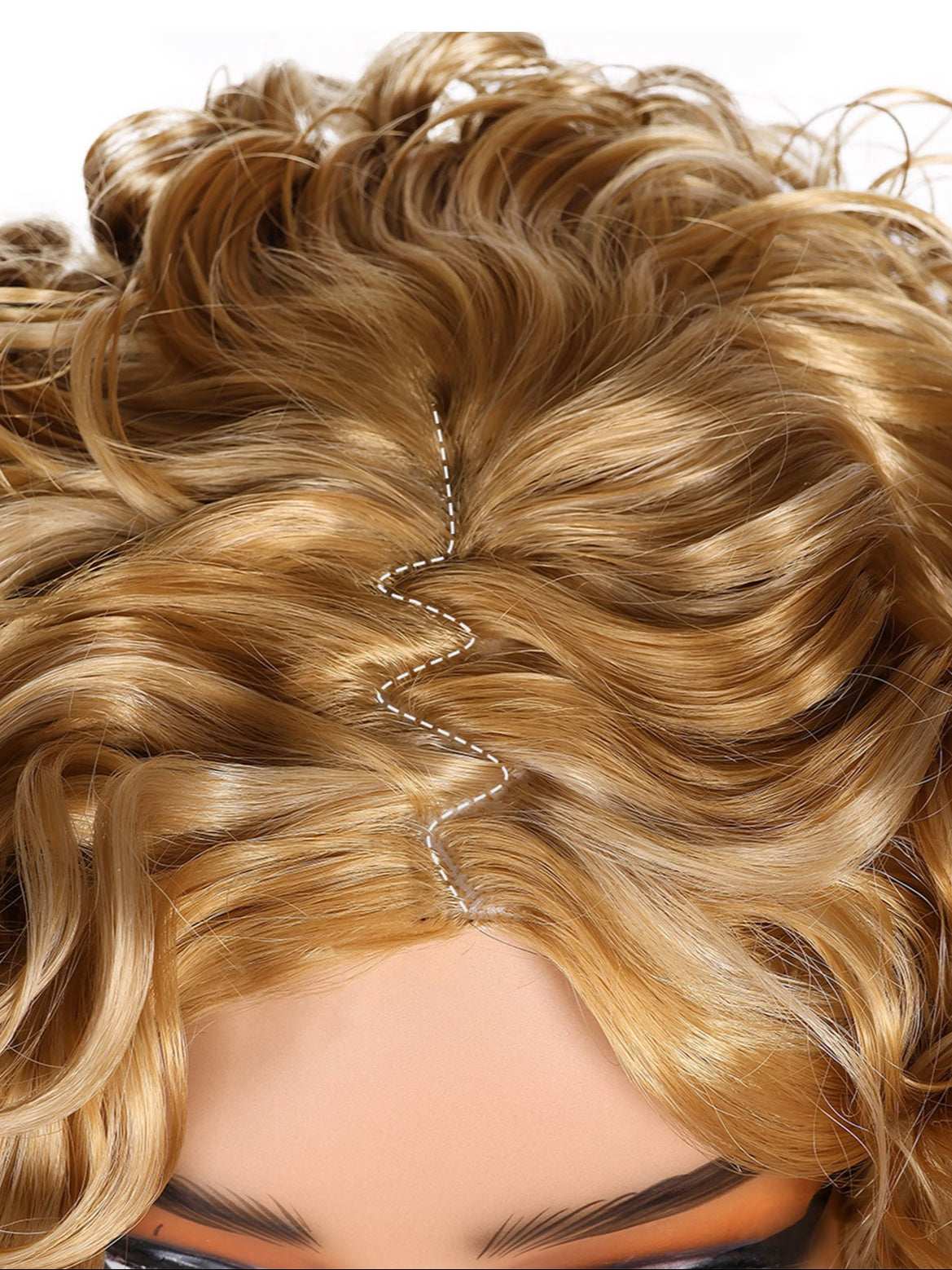 TOPHR Hair Blonde Curly WigRetail Heat-Resistant Synthetic Fiber Wig Curly Wig with Bangs Open Cap Machine Wigs for Women 8Inch Short Afro Wig