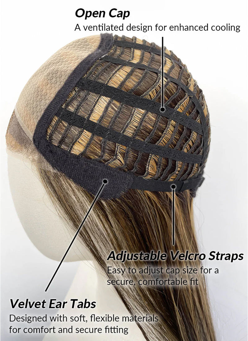 Brown Mixed Blonde Straight Mono Top Lace Wig