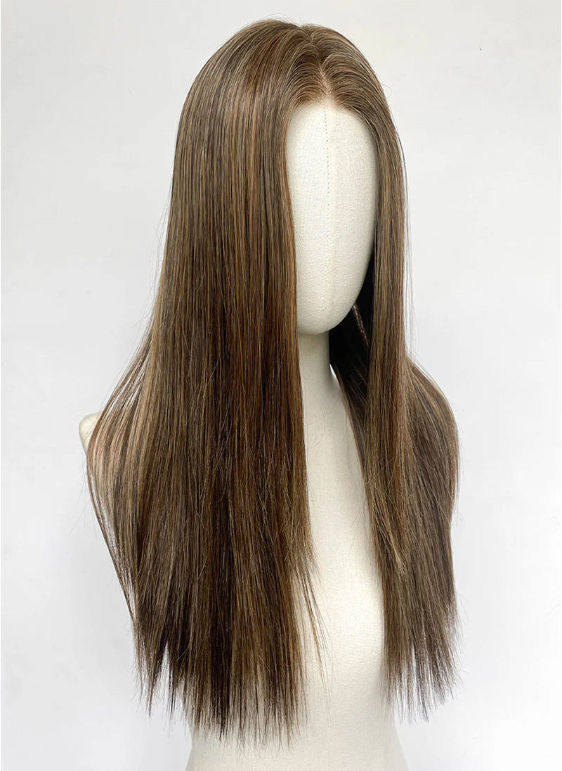 Brown Mixed Blonde Straight Mono Top Lace Wig