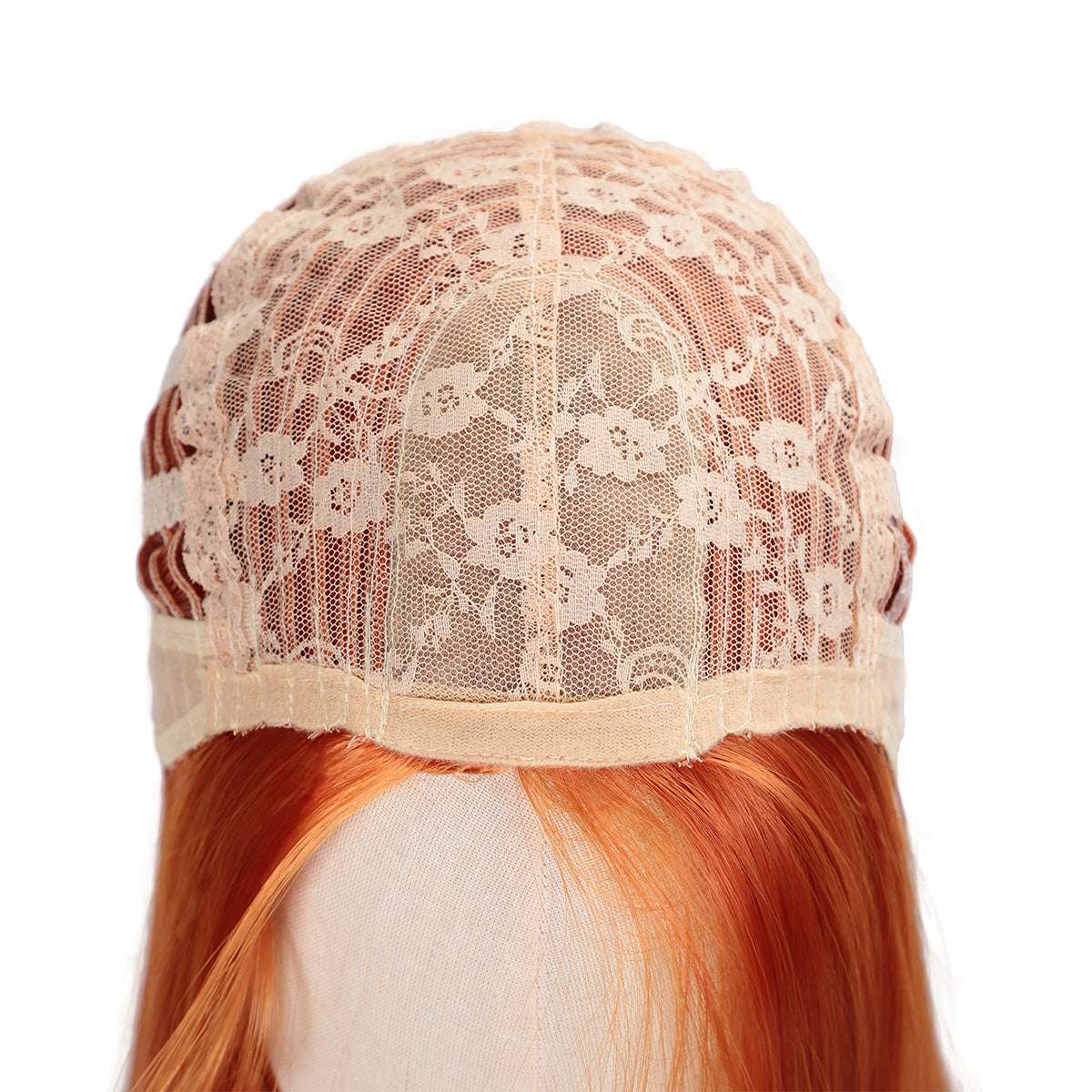 Women'S Hippie Style Wig - Only Wig, Long Straight Synthetic Orange Ginger Brown Cosplay Wig, Heat Resistant Rose Net, 100% Density - Perfect for 60s, 70s, 80s Women Rock Band Disco Cosplay, Halloween and Part