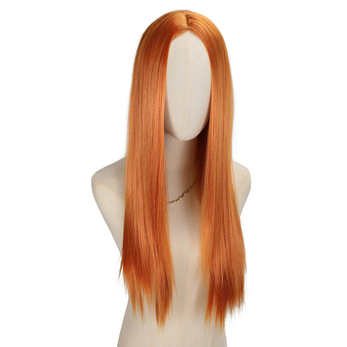 Women'S Hippie Style Wig - Only Wig, Long Straight Synthetic Orange Ginger Brown Cosplay Wig, Heat Resistant Rose Net, 100% Density - Perfect for 60s, 70s, 80s Women Rock Band Disco Cosplay, Halloween and Part