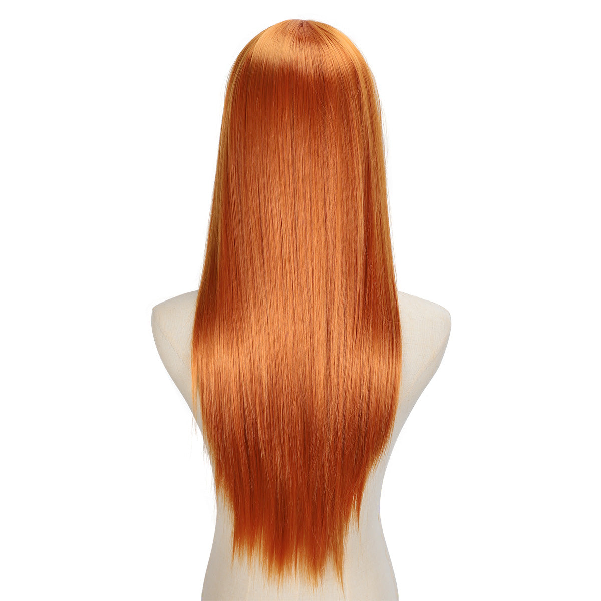 Women'S Hippie Style Wig - Only Wig, Long Straight Synthetic Orange Ginger Brown Cosplay Wig, Heat Resistant Rose Net, 100% Density - Perfect for 60s, 70s, 80s Women Rock Band Disco Cosplay, Halloween and Part