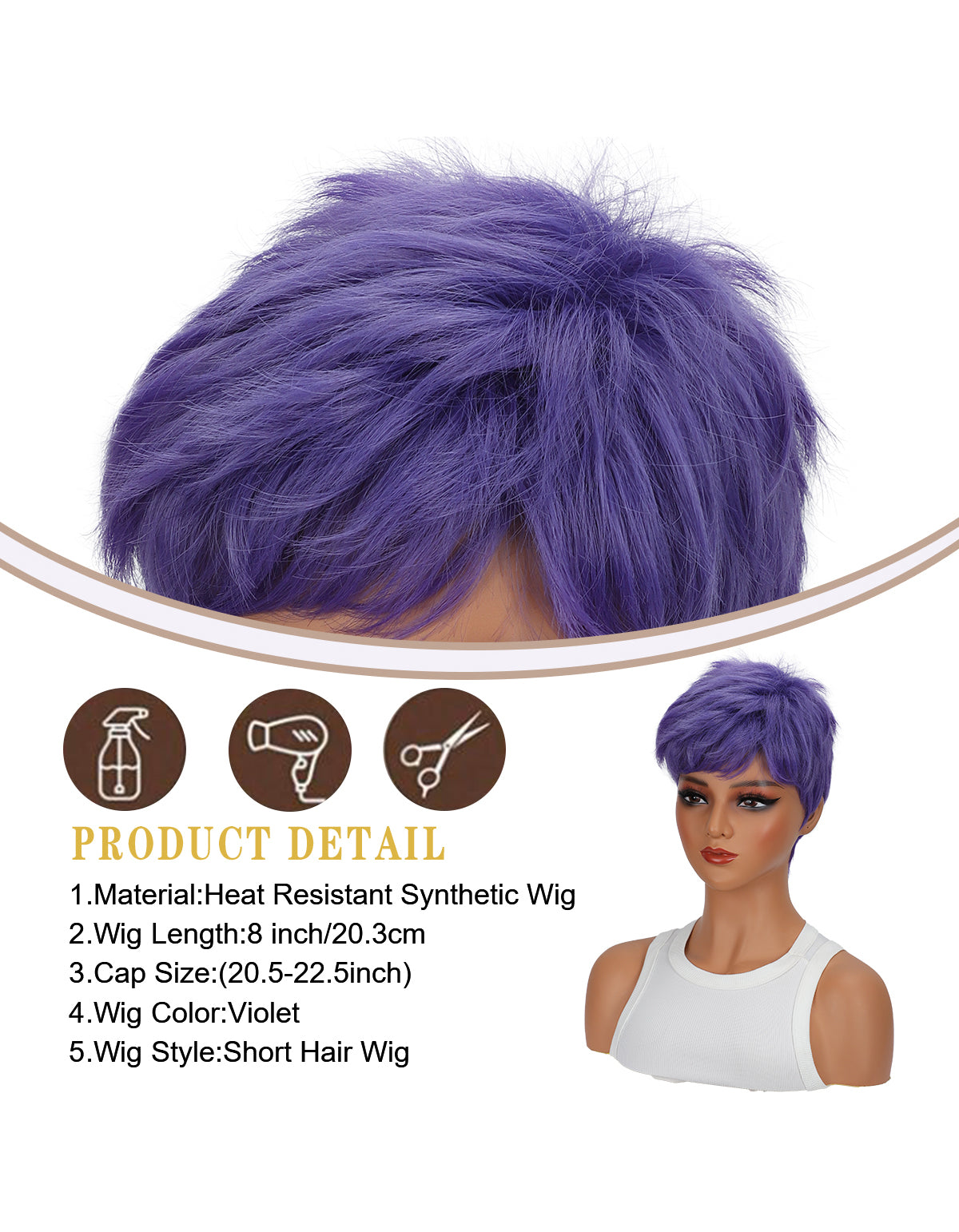 Youthful girl multi - colored wig - Fluffy, heat - resistant synthetic realistic hair strands, with multiple colors to choose from