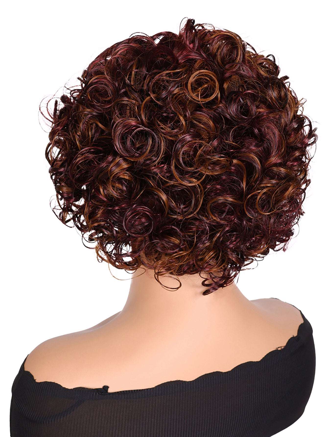 TOPHR Hair Blonde Curly WigRetail Heat-Resistant Synthetic Fiber Wig Curly Wig with Bangs Open Cap Machine Wigs for Women 8Inch Short Afro Wig