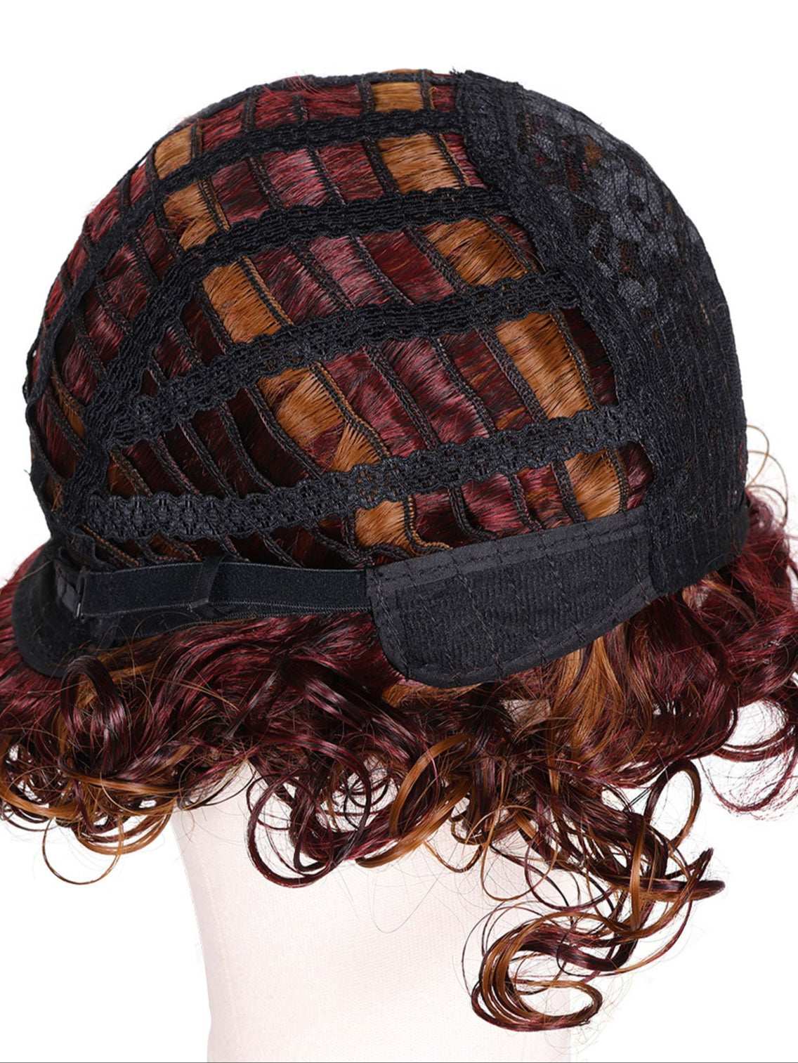 TOPHR Hair Blonde Curly WigRetail Heat-Resistant Synthetic Fiber Wig Curly Wig with Bangs Open Cap Machine Wigs for Women 8Inch Short Afro Wig