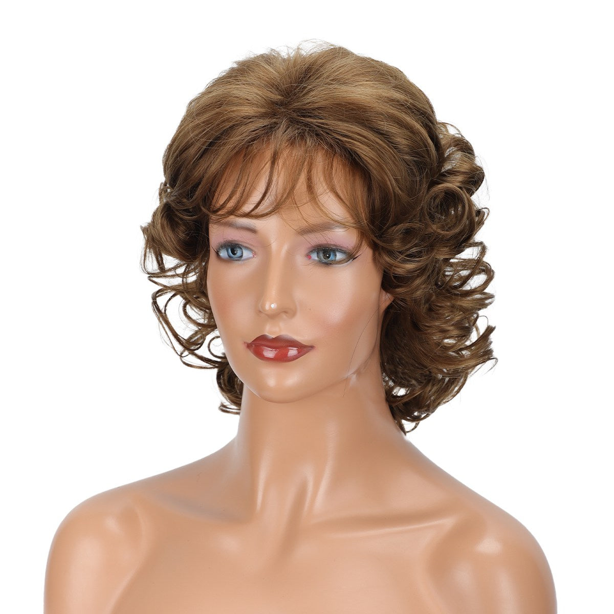 Short curly wig side bangs curly wave hair synthetic wig