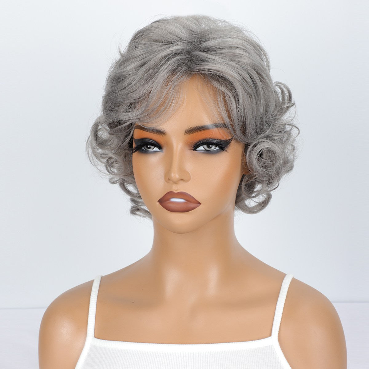 Short curly wig side bangs curly wave hair synthetic wig