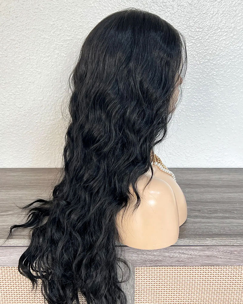 Black Wavy Lace Front Wig, Free Parting HD Lace, Heat Resistant Synthetic 30 Inches