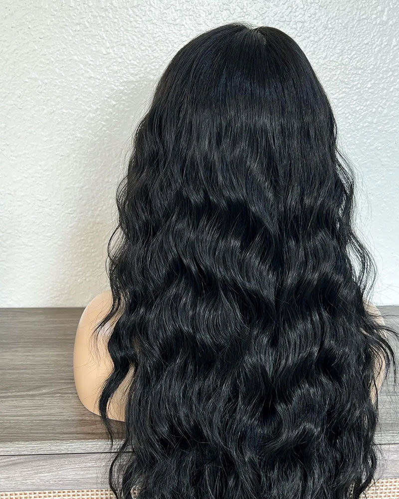 Black Wavy Lace Front Wig, Free Parting HD Lace, Heat Resistant Synthetic 30 Inches
