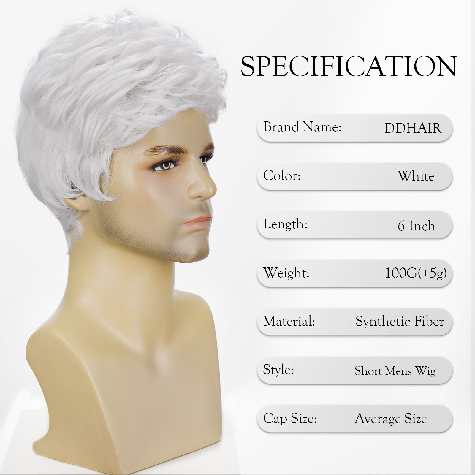 High-Temperature Resistant Men's Wig – Synthetic Fiber, Perm-Friendly