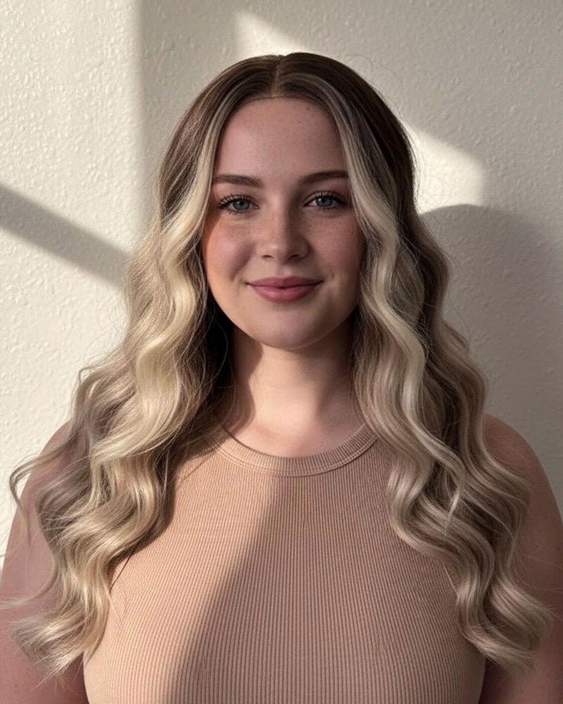 Balayage Lace Front Wig: Light Brown Highlighted Synthetic Hair