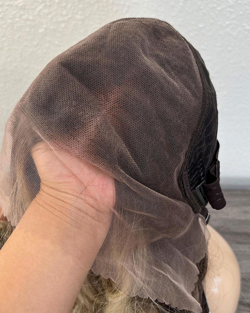 Balayage Lace Front Wig: Light Brown Highlighted Synthetic Hair
