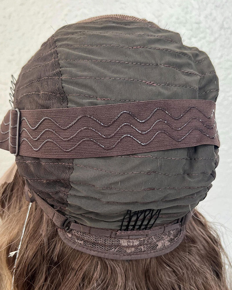 Balayage Lace Front Wig: Light Brown Highlighted Synthetic Hair