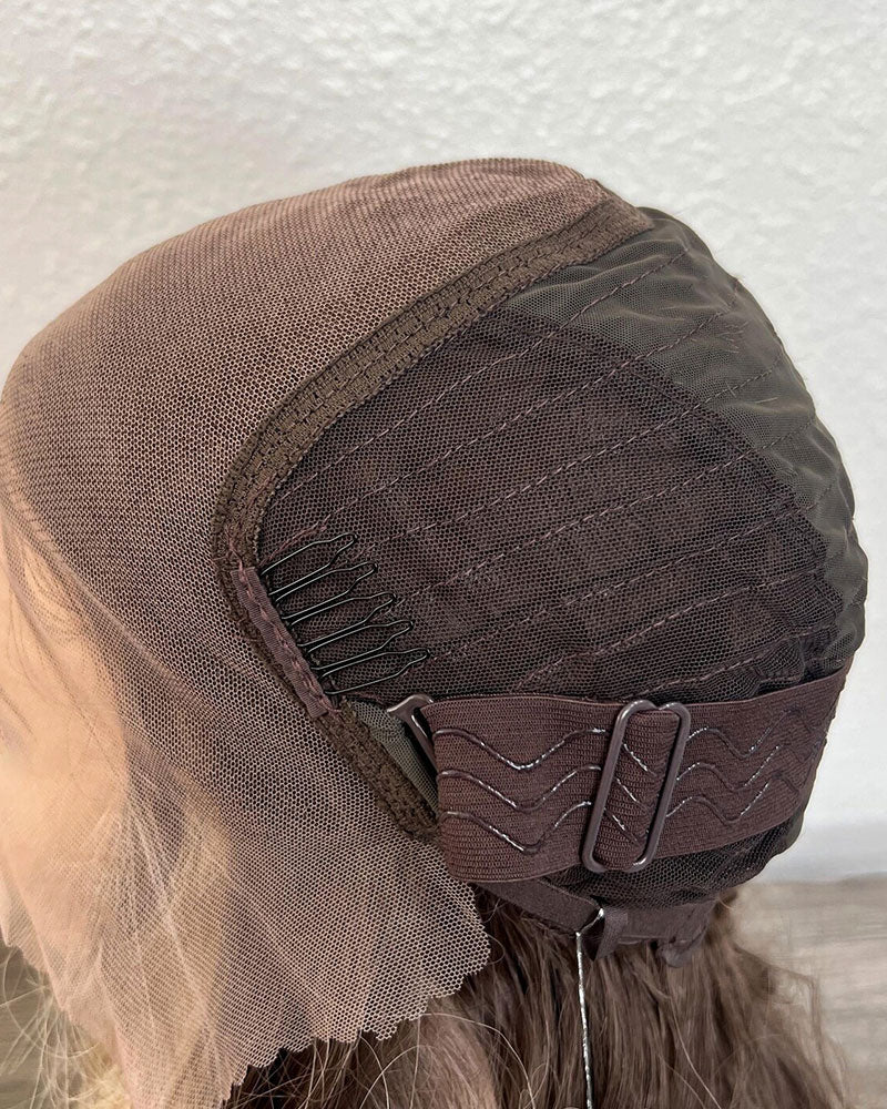 Balayage Lace Front Wig: Light Brown Highlighted Synthetic Hair