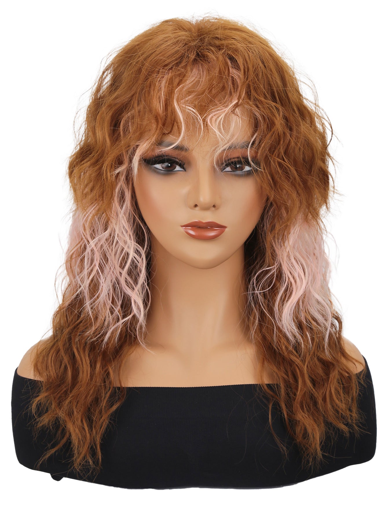 Top Heat-Resistant Synthetic Simulation  Elegant 16-Inch Mixed Color Wig for Women - Fluffy, Heat Resistant Synthetic Hair  Women Girls Daily Wear Party