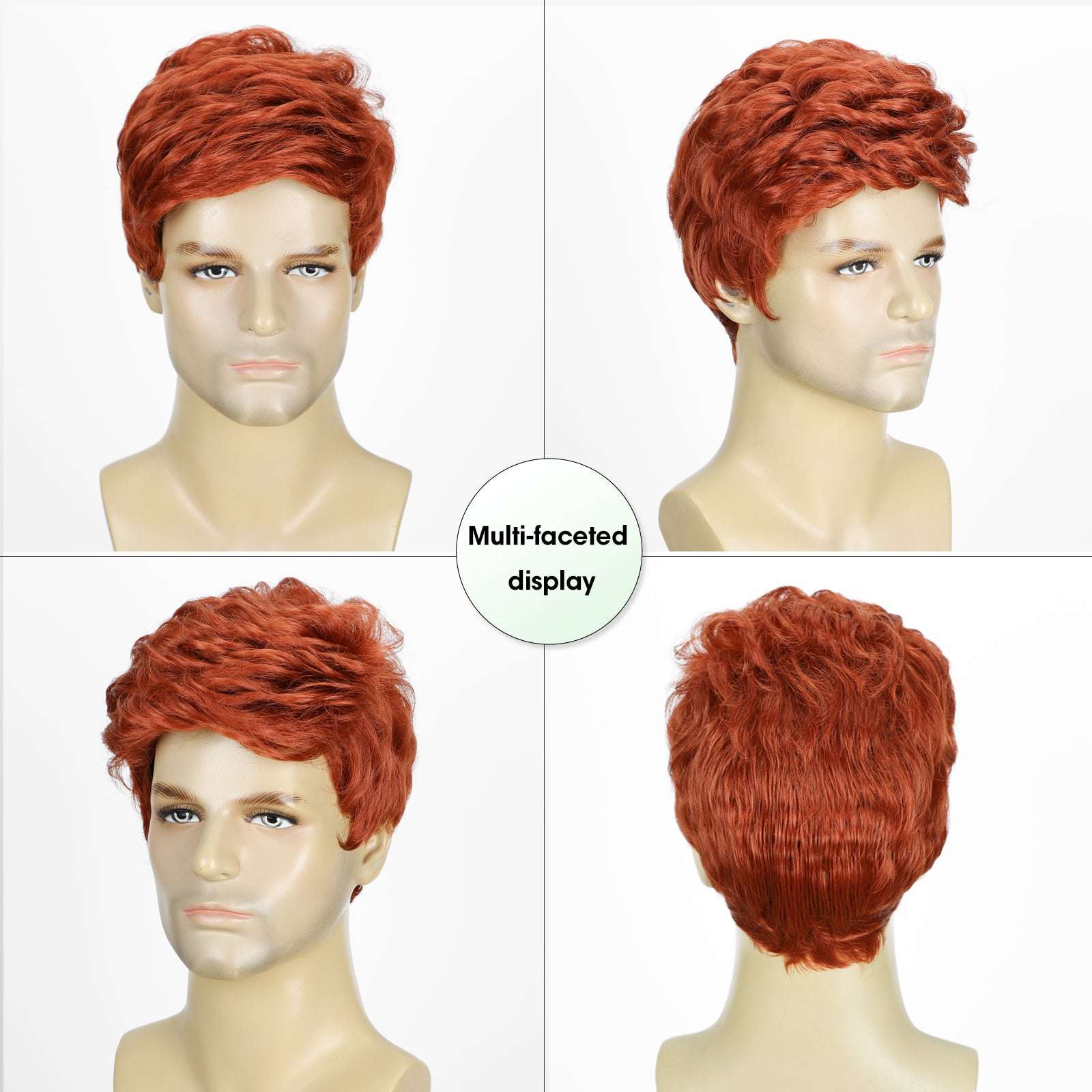 Men's Heat-Resistant Synthetic Wig – Short Natural Look, Curling Iron Safe