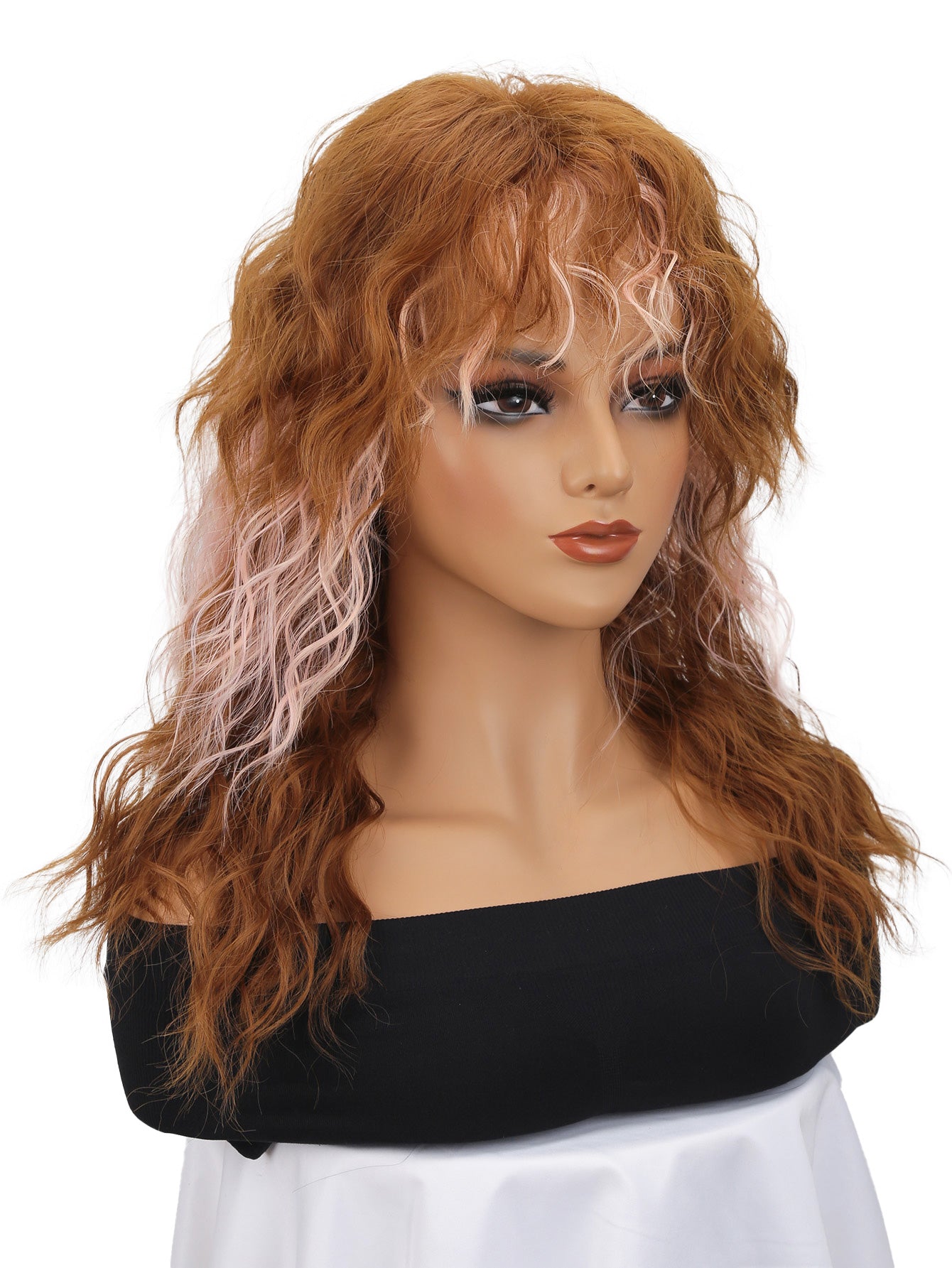 Top Heat-Resistant Synthetic Simulation  Elegant 16-Inch Mixed Color Wig for Women - Fluffy, Heat Resistant Synthetic Hair  Women Girls Daily Wear Party