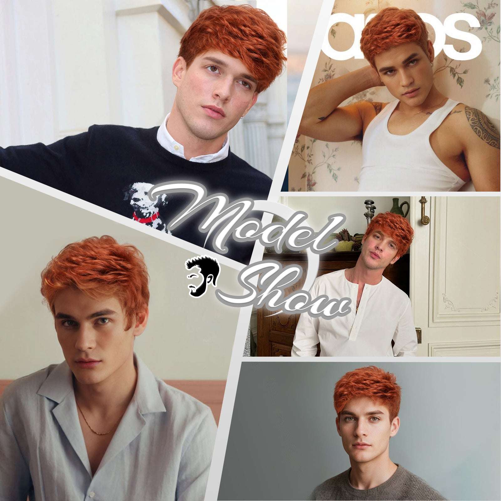 Men's Heat-Resistant Synthetic Wig – Short Natural Look, Curling Iron Safe