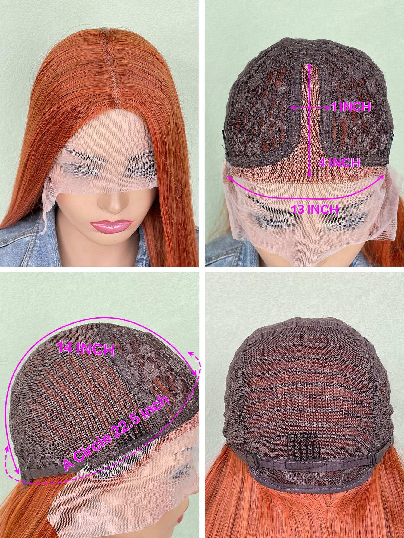 13x4x1 Lace Front Wig - Heat-Resistant Synthetic Hair, Pre-Cut, 200% Density, Wear and Go for Straight Hair