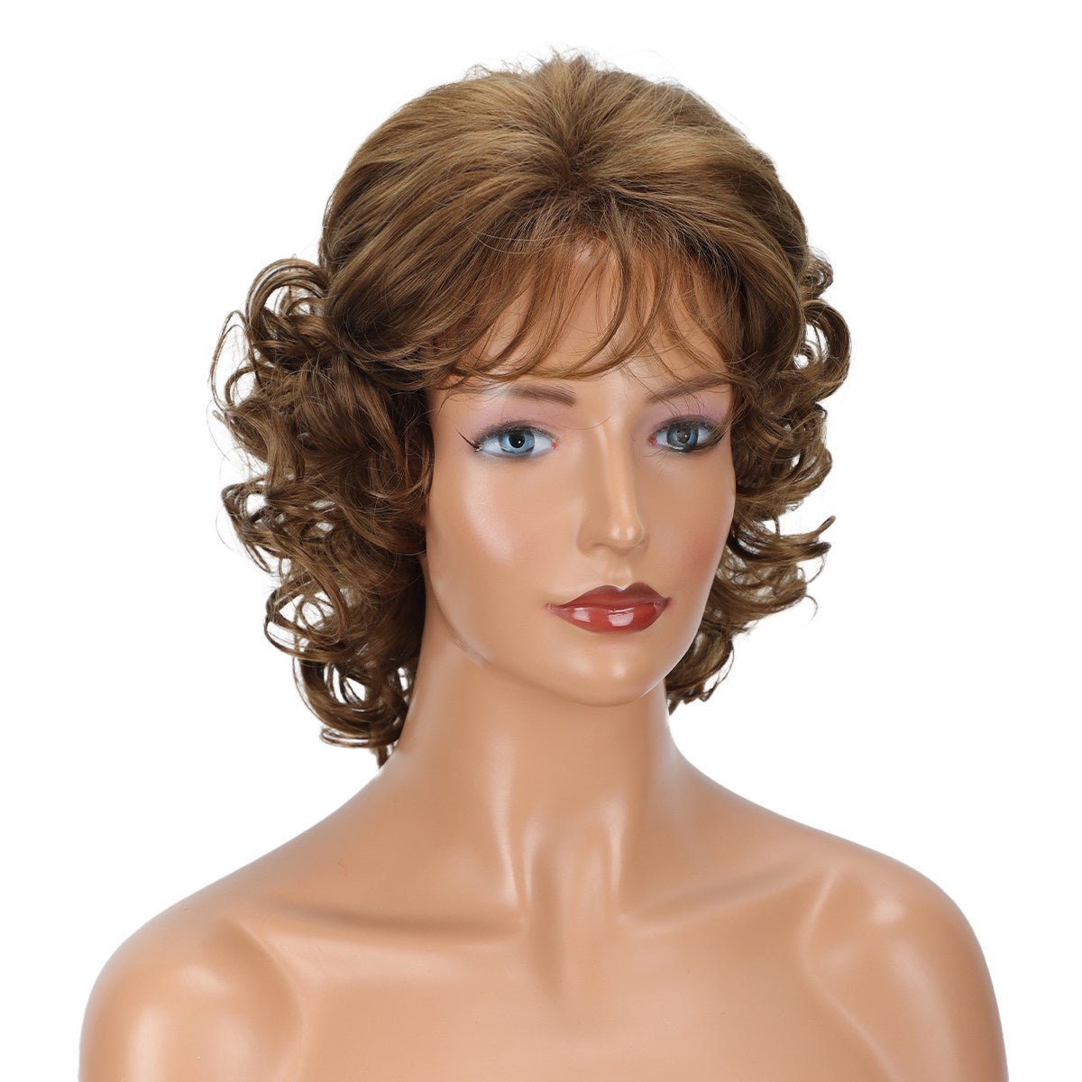 Short curly wig side bangs curly wave hair synthetic wig