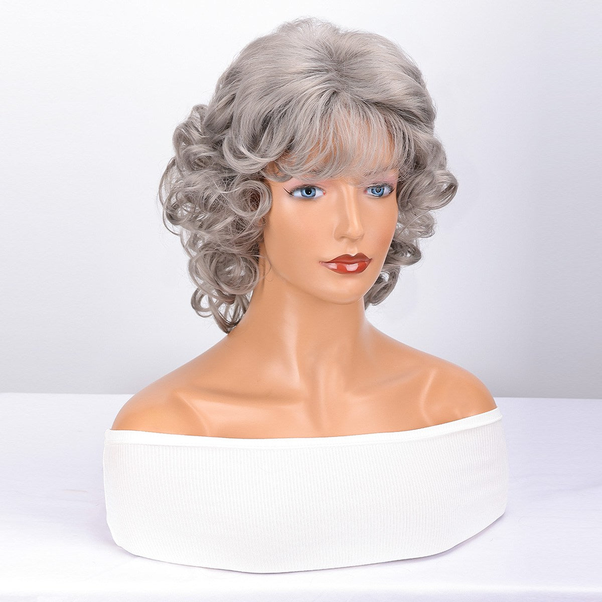 Short curly wig side bangs curly wave hair synthetic wig