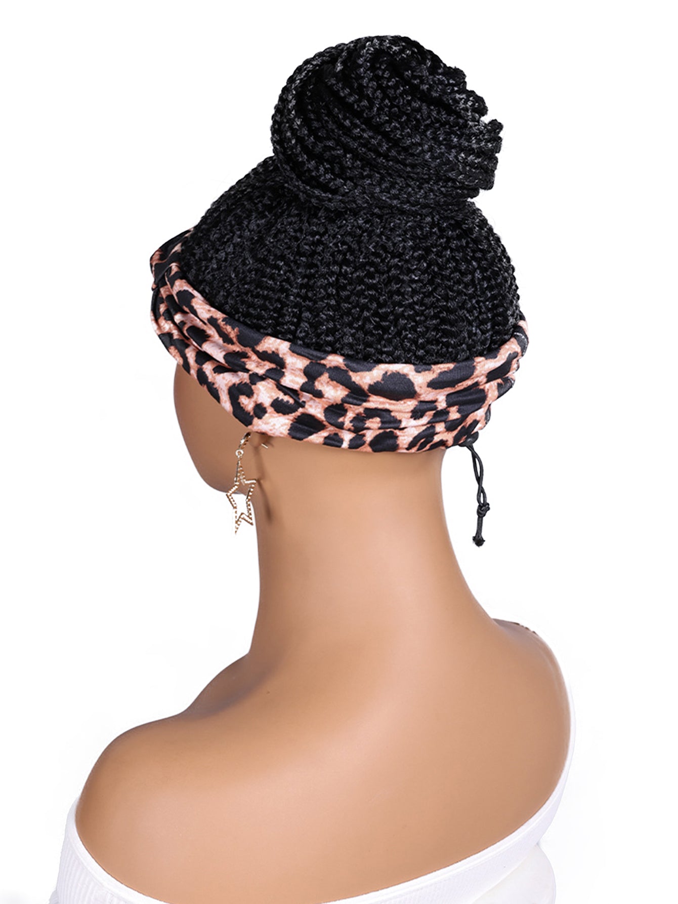 Women's Basic Woven Wig with Leopard Print Headband, 100% Normal Temperature Fiber, Straight Hair, Rose Net Cap, 130% Density, Synthetic Braided Wig Suitable for All Users