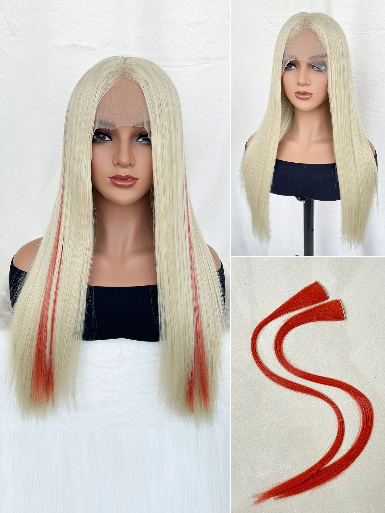 Rainbow Long Straight Wigs, Ladies Fashion Cosplay Costume Hair Anime Full Wavy Party Wig, Easy to Use Fine Workmanship