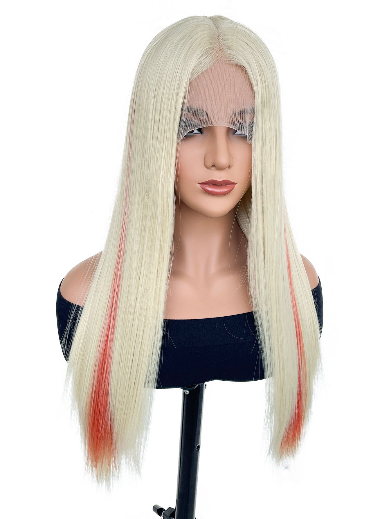 Rainbow Long Straight Wigs, Ladies Fashion Cosplay Costume Hair Anime Full Wavy Party Wig, Easy to Use Fine Workmanship