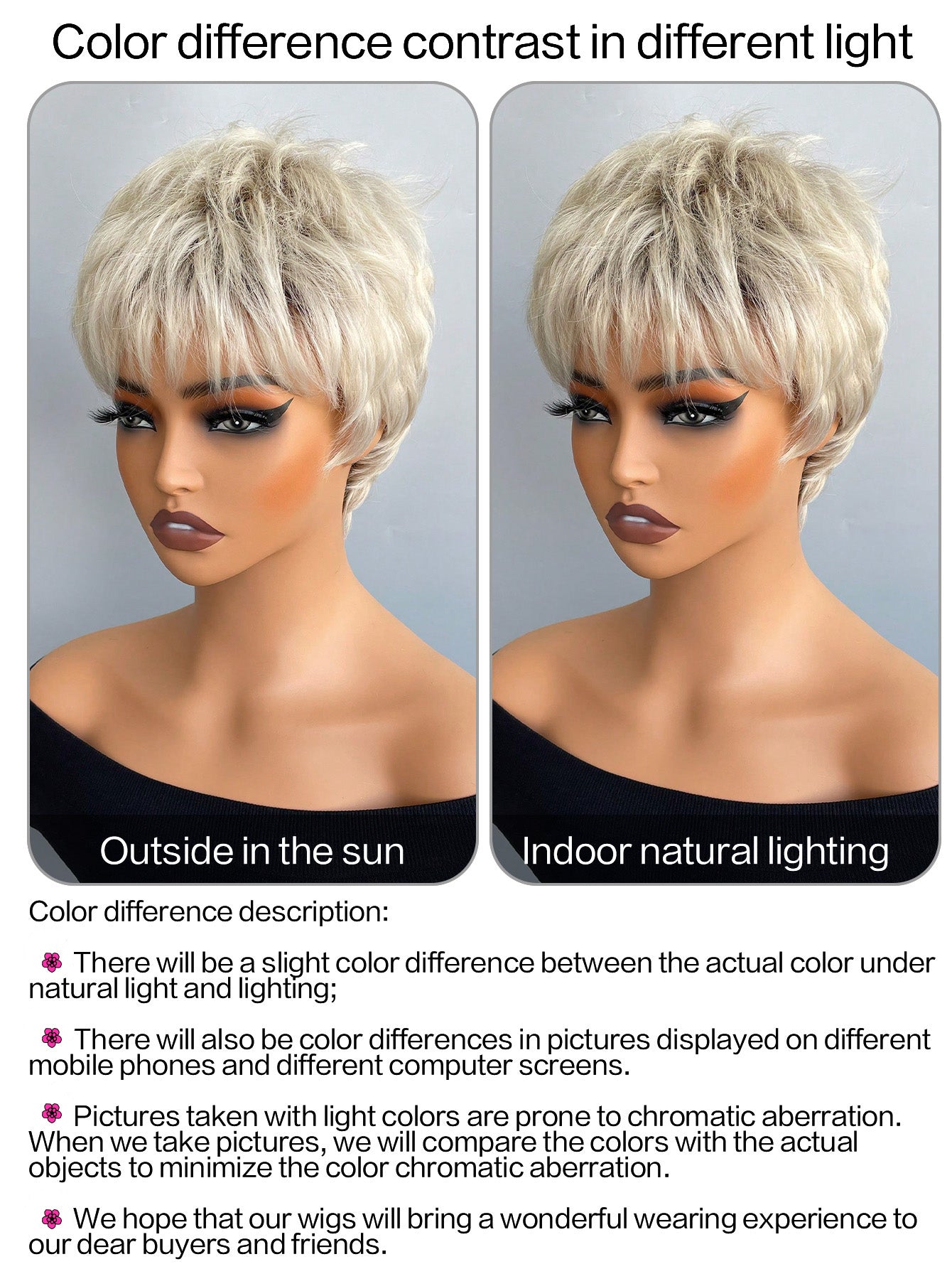 Youthful girl multi - colored wig - Fluffy, heat - resistant synthetic realistic hair strands, with multiple colors to choose from