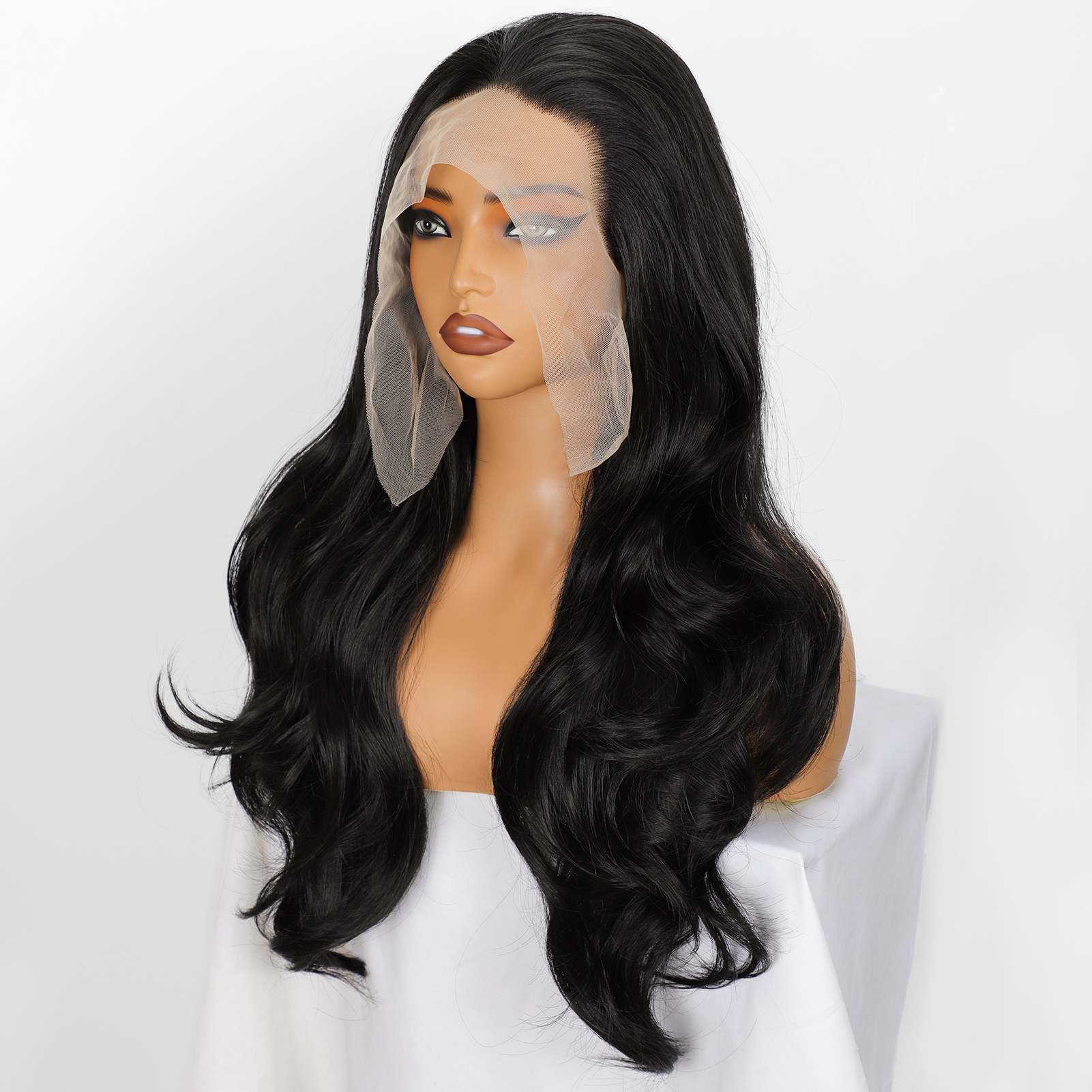 13*6 Fluffy, heat - resistant synthetic realistic hair HD Lace Front Super Long body wave strands multiple colors to choose from