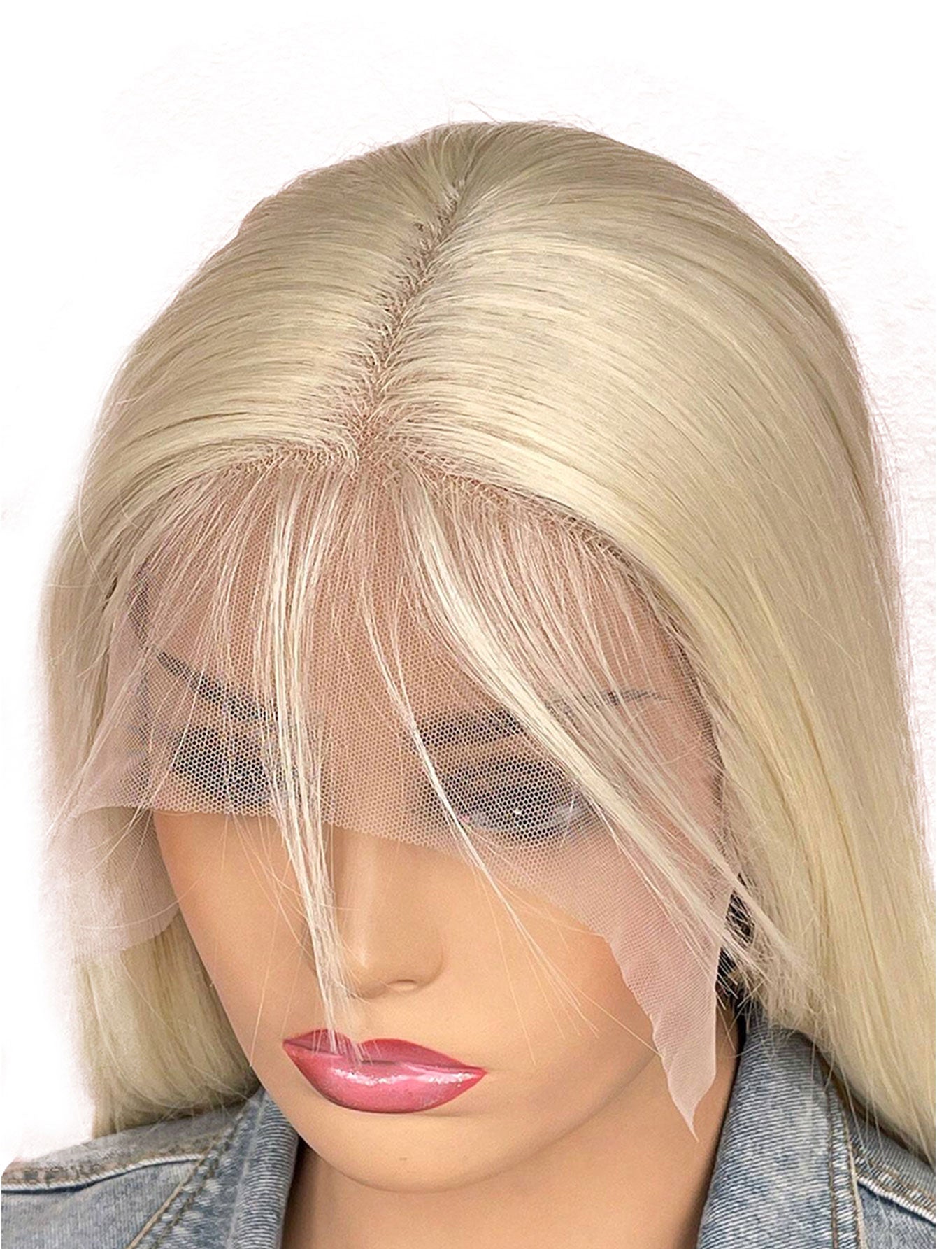13*4*1T Partial Lace Wig 32-Inch Golden Long Straight Synthetic Wig Suitable For Daily Party And Festival Wear