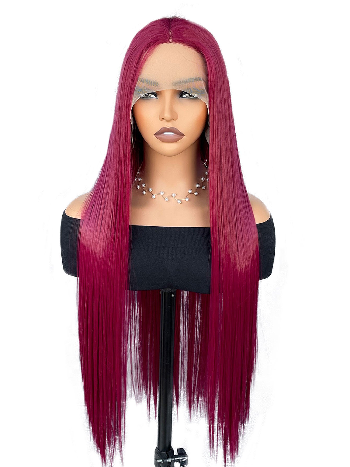 13*4*1 T-Part 99J Synthetic Lace Front Wig Super Long Straight Burgundy BUG Synthetic Wigs For Women Daily Wear 32 Inch