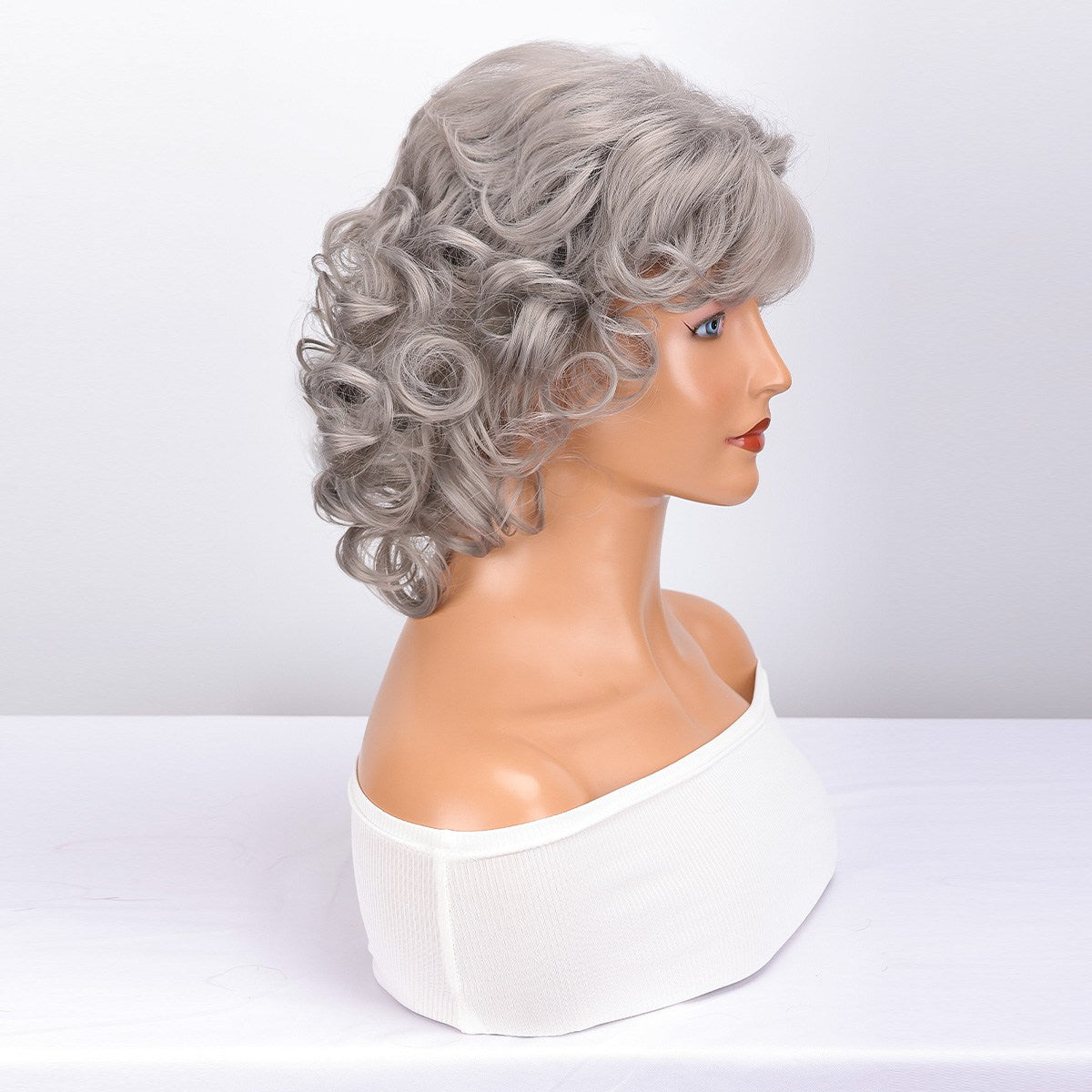 Short curly wig side bangs curly wave hair synthetic wig