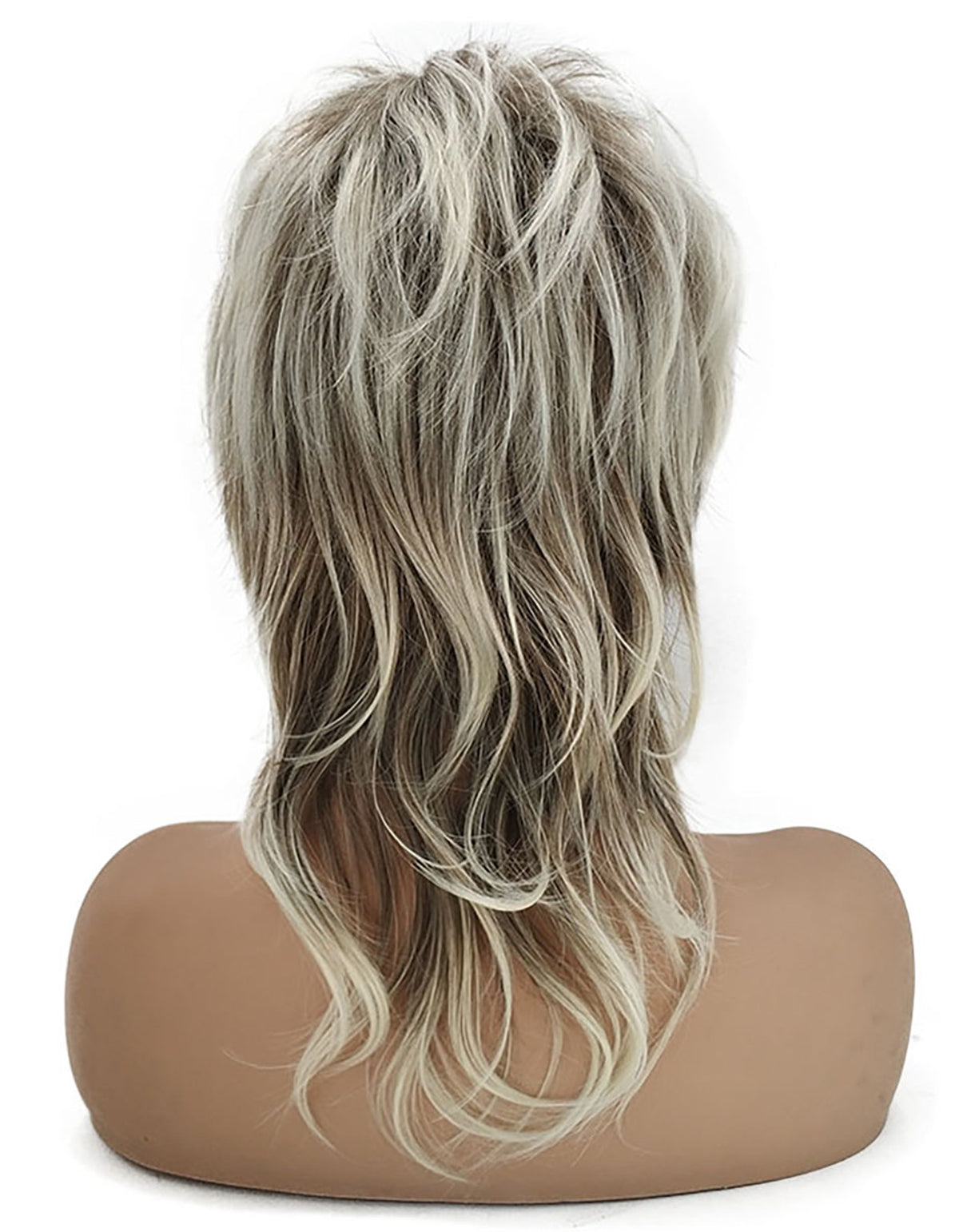 Elegant 16-Inch Mixed Color Wig for Women - Fluffy, Heat Resistant Synthetic Hair with Rose Net Cap Blonde Mix Brown Wigs for Women