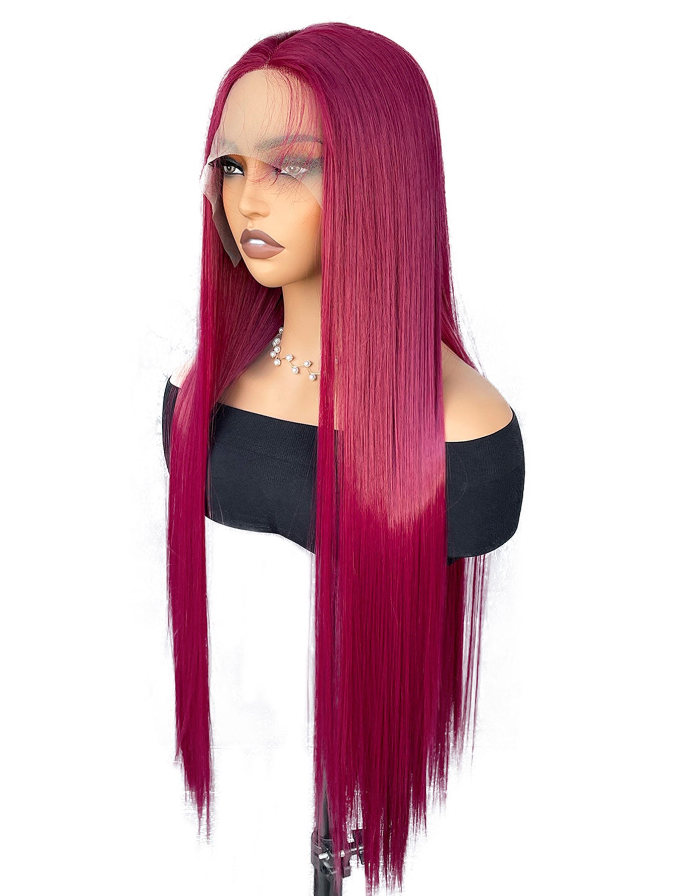 13*4*1 T-Part 99J Synthetic Lace Front Wig Super Long Straight Burgundy BUG Synthetic Wigs For Women Daily Wear 32 Inch