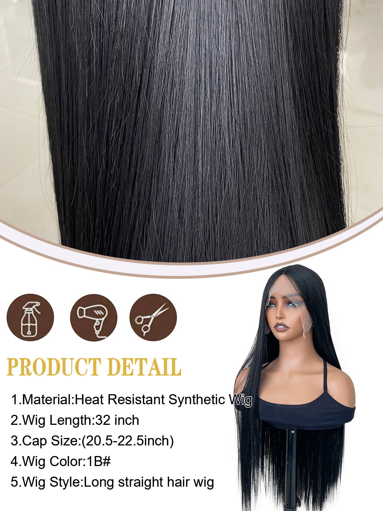 13*4*1 T-Part  1b# Synthetic Lace Front Wig Super Long Straight  Women Daily Wear