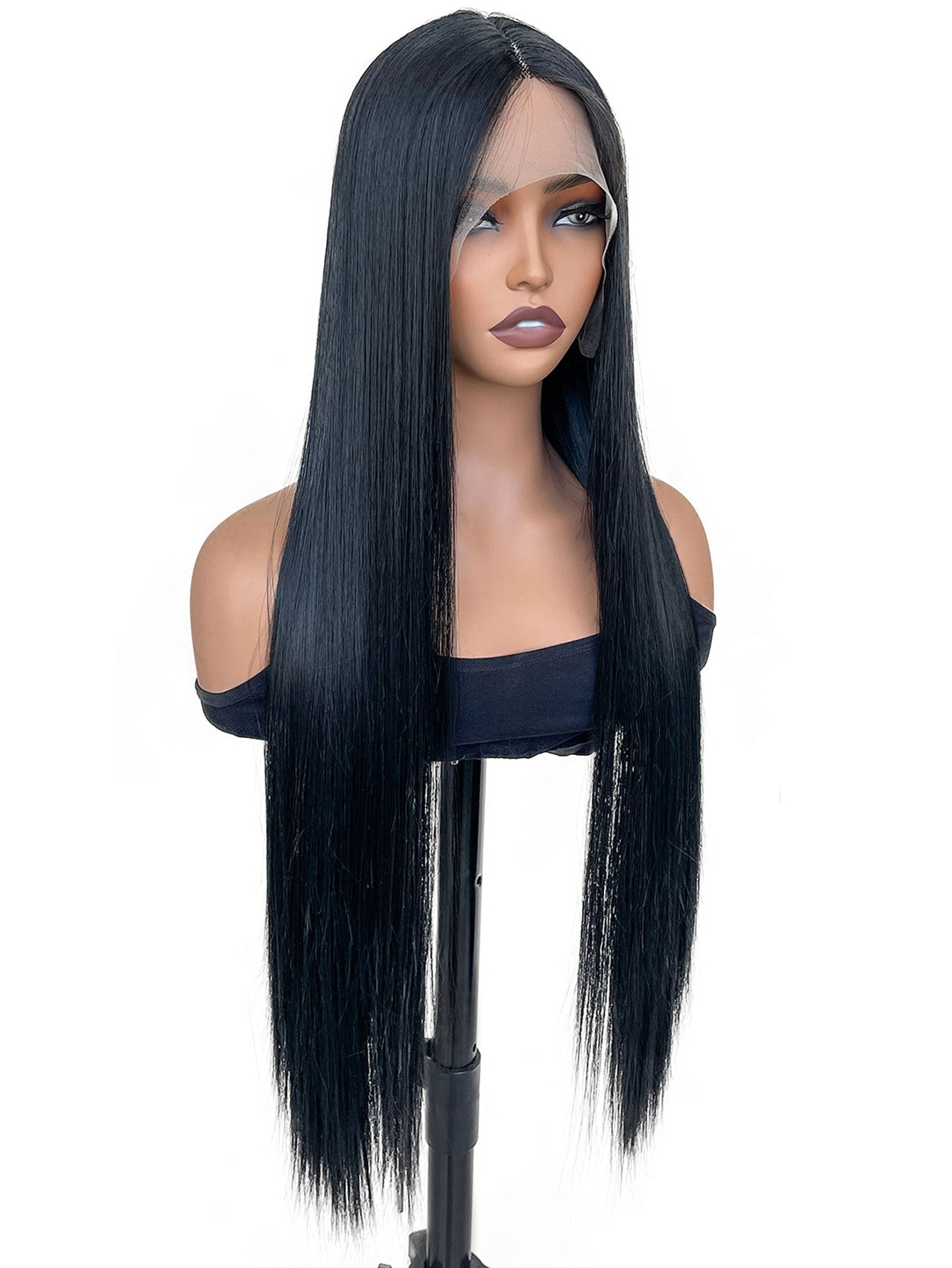 13*4*1 T-Part  1b# Synthetic Lace Front Wig Super Long Straight  Women Daily Wear