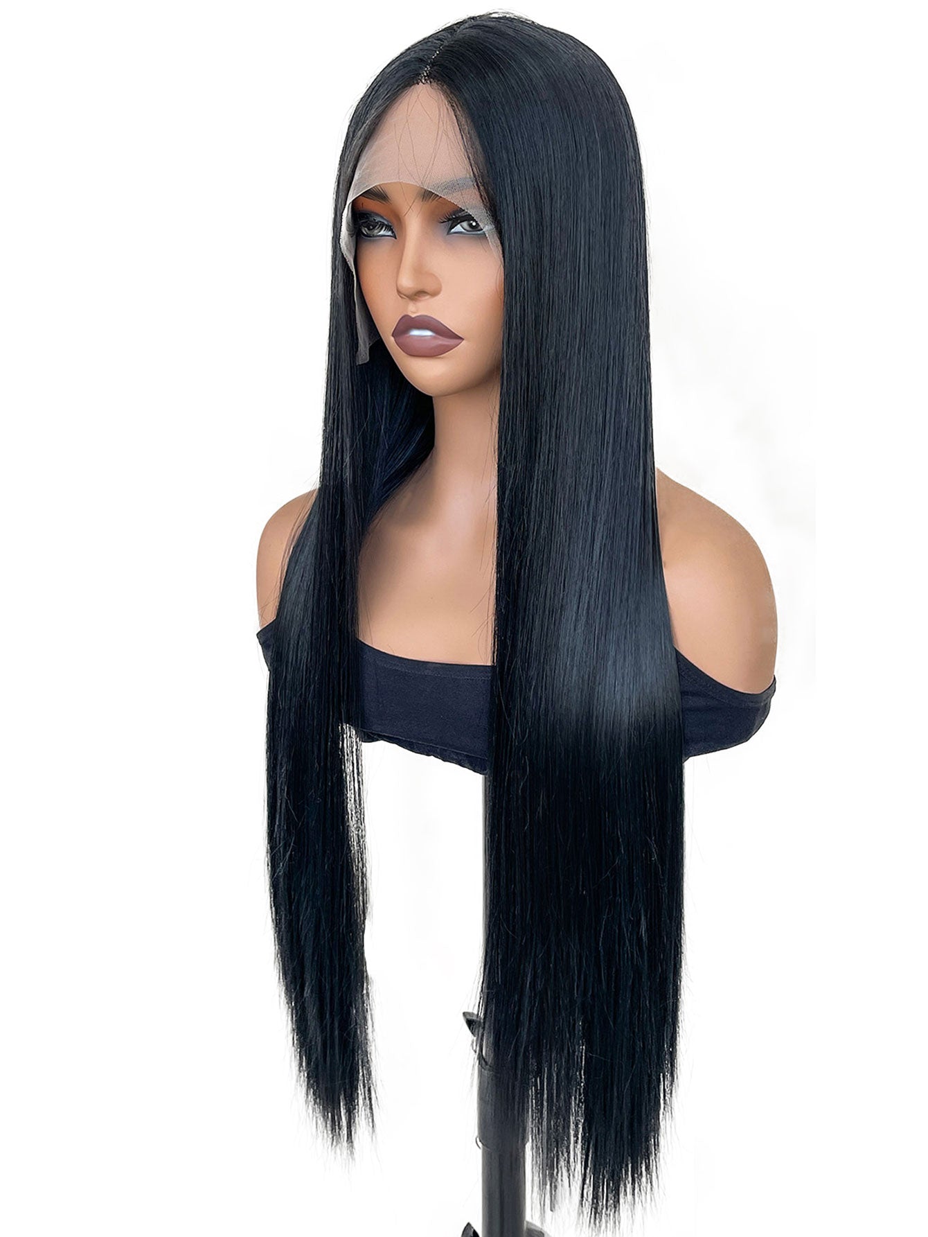 13*4*1 T-Part  1b# Synthetic Lace Front Wig Super Long Straight  Women Daily Wear
