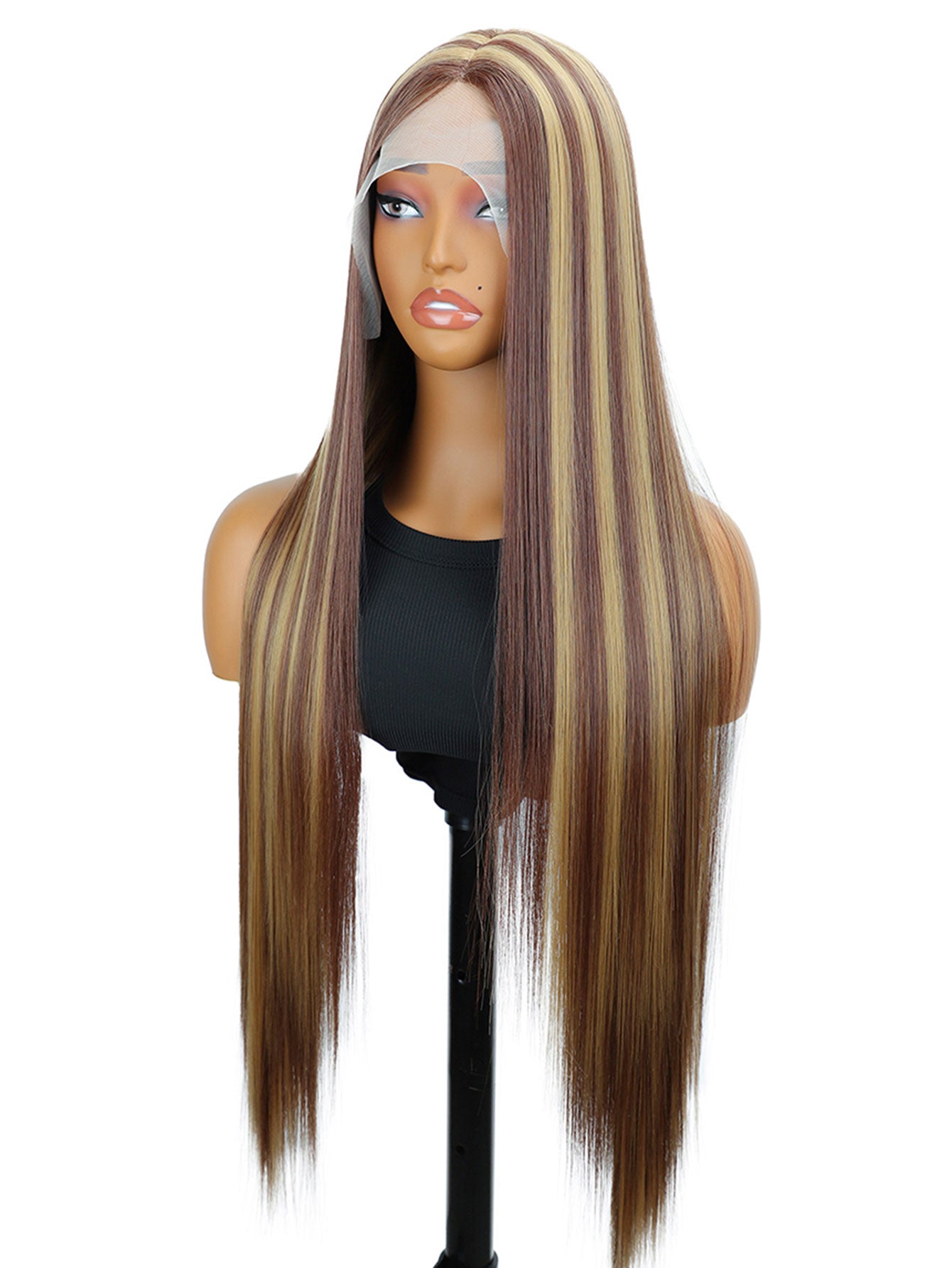 Beginner-Friendly 2633# 13*4*1 T-Synthetic Wig  30" Straight Yaki Texture Natural-Looking Everyday Wear